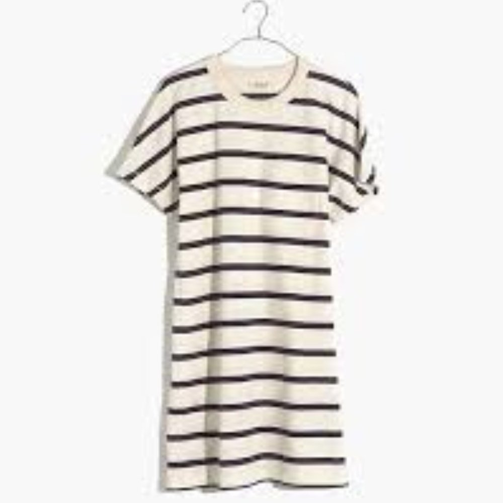 Madewell Tomboy Pocket Tee Dress in Stripe AJ551 L Mini